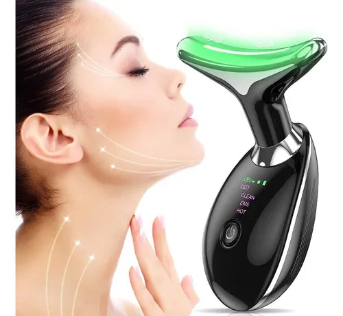 MASAJEADOR FACIAL CON LUZ LED PULSADA ANTI-ARRUGAS, MANCHAS Y PAPADA