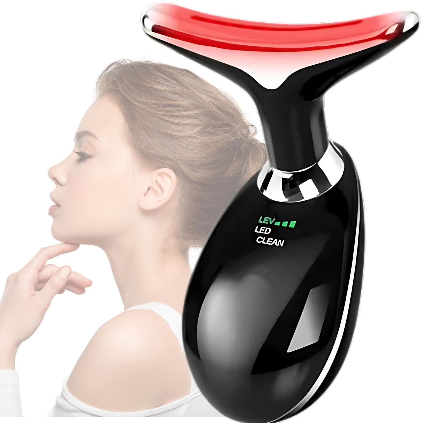 MASAJEADOR FACIAL CON LUZ LED PULSADA ANTI-ARRUGAS, MANCHAS Y PAPADA