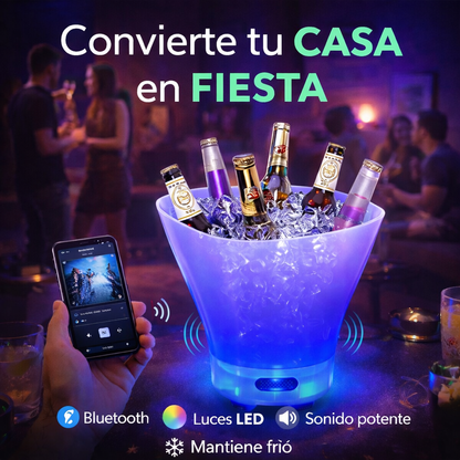 HIELERA CON LUZ Y PARLANTE BLUETOOTH