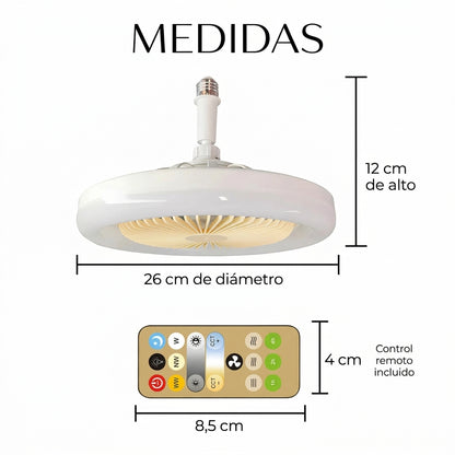 Ventilador De Techo de 26cm Con Luz Led y Control