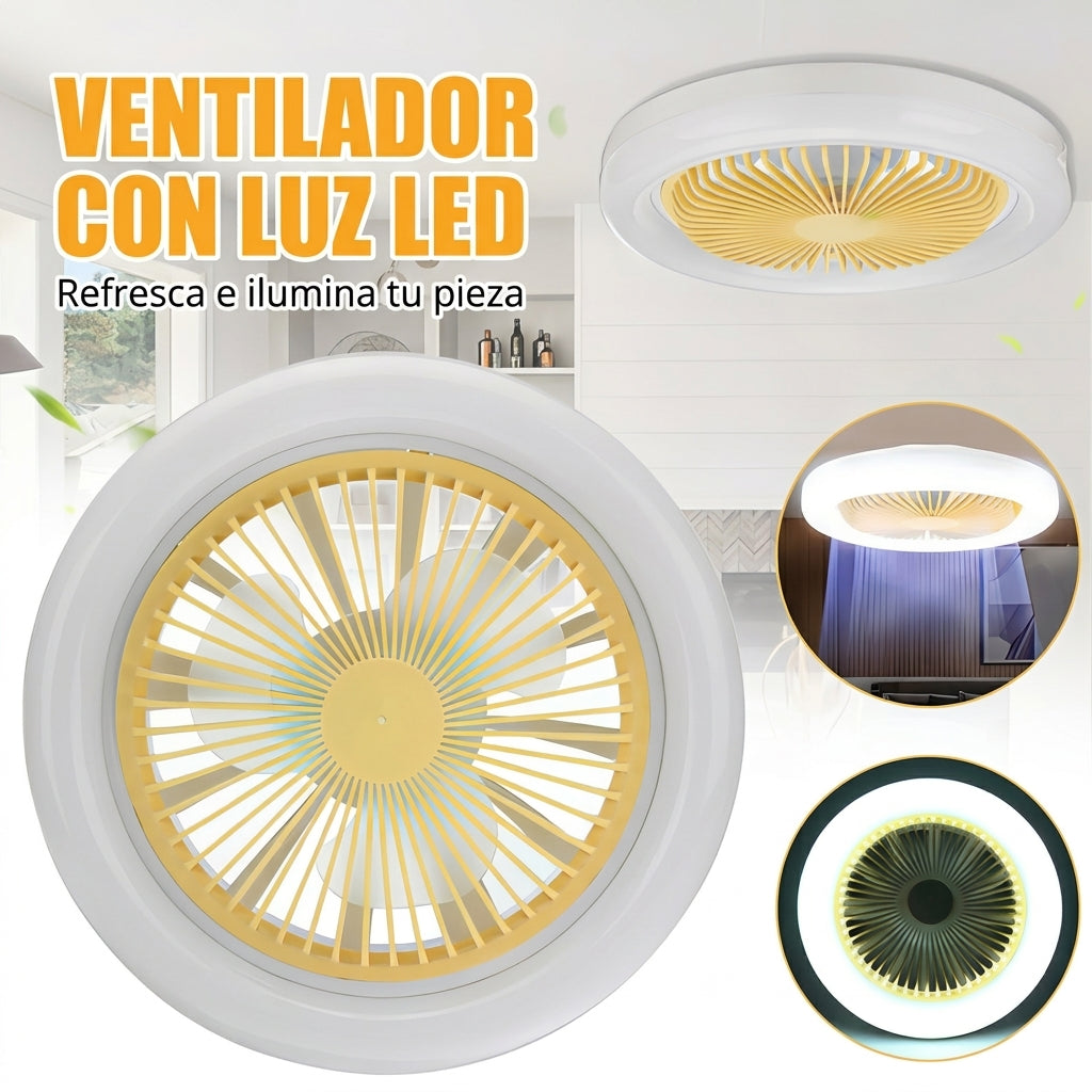 Ventilador De Techo de 26cm Con Luz Led y Control